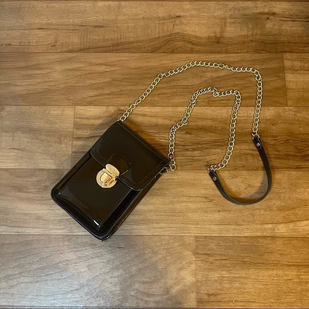 Patent Leather Small Bag with Chain Strap